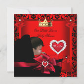 リトルプリンスベビーシャワーボーイリーガルレッド金ゴールドPram 招待状 (正面)