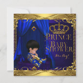 リトルプリンスベビーシャワーボーイレギュアルブルークラウン5 招待状 (正面)