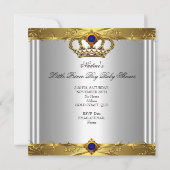 リトルプリンスベビーシャワーボーイレギュアルブルークラウン8 招待状 (裏面)