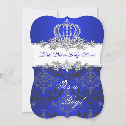 リトルプリンスベビーシャワーボーイ王室のブルークラウン2 招待状 (正面)