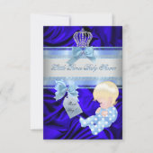 リトルプリンスベビーシャワーボーイ王室のブルーブロンド 招待状 (正面)