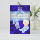 リトルプリンスベビーシャワーボーイ王室のブルーブロンド 招待状 (スタンド正面)