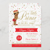 リトルプリンスベビーシャワー招待状フェイクグリッター 招待状 (正面/裏面)
