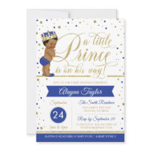 リトルプリンスベビーシャワー招待状フェイクグリッター