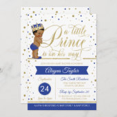 リトルプリンスベビーシャワー招待状フェイクグリッター 招待状 (正面/裏面)