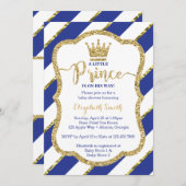 リトルプリンスベビーシャワー招待状フェイクグリッター 招待状 (正面/裏面)