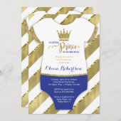 リトルプリンスベビーシャワー招待状フェイクグリッター 招待状 (正面/裏面)