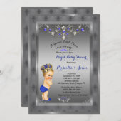 リトルプリンスベビーシャワー招待状、シ王室のルバー 招待状 (正面/裏面)