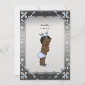 リトルプリンスベビーシャワー招待状、トレンディー、シック。 招待状 (裏面)