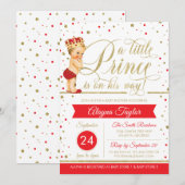 リトルプリンスベビーシャワー招待状、疑似グリッター 招待状 (正面/裏面)