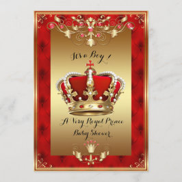 リトルプリンスベビーシャワー招待状、金ゴールド、赤 招待状