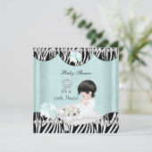 リトルプリンスベビーシャワー男の赤ちゃんミント 招待状 (スタンド正面)
