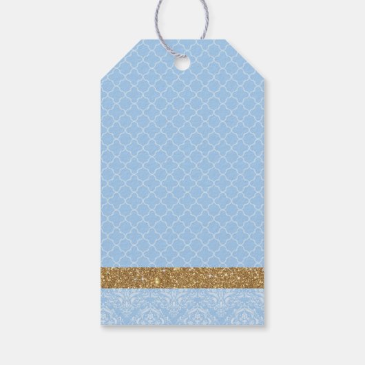 リトルプリンスベビーブルーと金ゴールドメッセージカード ギフトタグ (裏面)