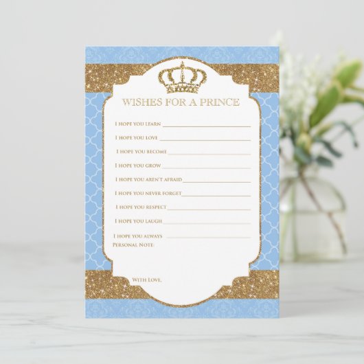 リトルプリンスベビー王室のブルー金ゴールドがベビーを願う アドバイスカード (スタンド正面)