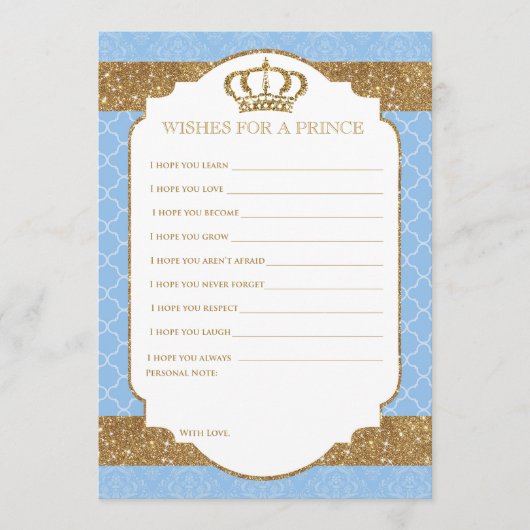 リトルプリンスベビー王室のブルー金ゴールドがベビーを願う アドバイスカード (正面)