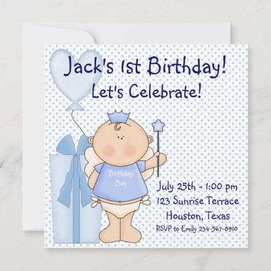 リトルプリンスボーイズ1歳の誕生日パーティー 招待状 (裏面)
