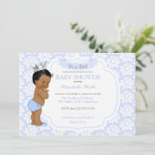リトルプリンスライトブルーシルバー男の赤ちゃん 招待状 (スタンド正面)