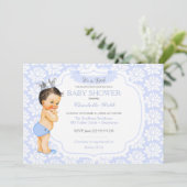 リトルプリンスライトブルーシルバー男の赤ちゃん 招待状 (スタンド正面)