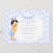 リトルプリンスライトブルーシルバー男の赤ちゃん 招待状 (正面/裏面)