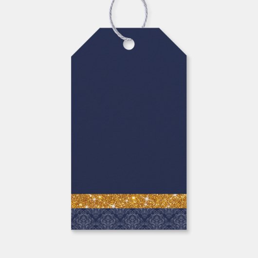 リトルプリンス王室のネイビーブルーと金ゴールドメッセージカード ギフトタグ (裏面)