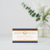 リトルプリンス王室のネイビーブルー&金ゴールドおむつラッフル エンクロージャーカード (スタンド正面)