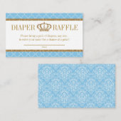 リトルプリンス王室のベビーブルー&金ゴールドおむつラッフル エンクロージャーカード (正面/裏面)