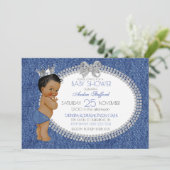 リトルプリンス男の赤ちゃんデニム&ダイヤモンド 招待状 (スタンド正面)