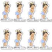 リトルプリンス男の赤ちゃんブルー金ゴールドクラウンエスニック シール (正面)