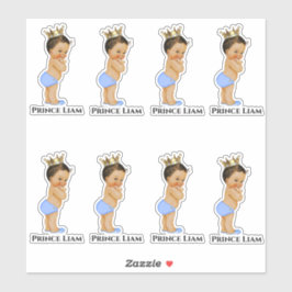 リトルプリンス男の赤ちゃんブルー金ゴールドクラウンエスニック シール