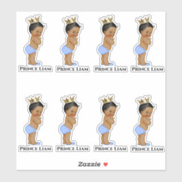 リトルプリンス男の赤ちゃんブルー金ゴールドクラウンエスニック シール