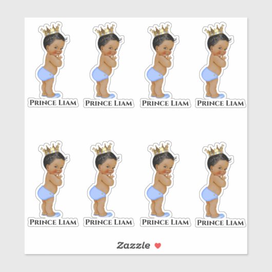 リトルプリンス男の赤ちゃんブルー金ゴールドクラウンエスニック シール (シート)