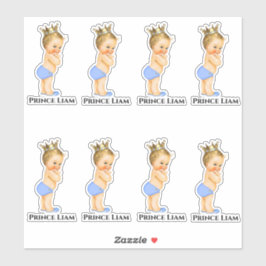 リトルプリンス男の赤ちゃんライトブルー金ゴールドクラウン シール