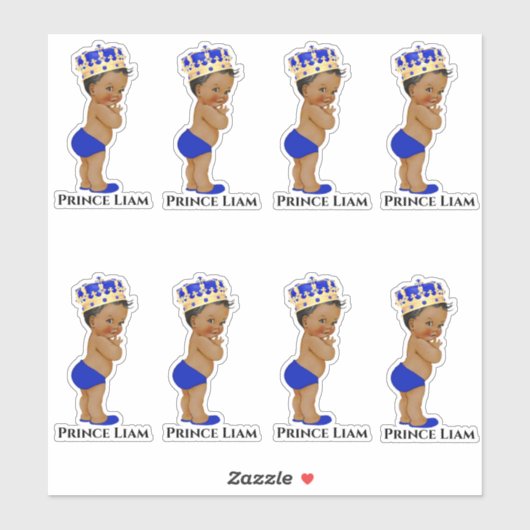 リトルプリンス男の赤ちゃん王室のブルー金ゴールドクラウン シール (シート)