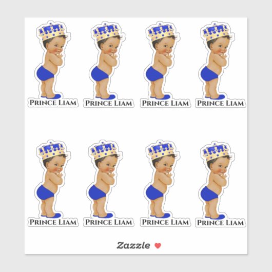 リトルプリンス男の赤ちゃん王室のブルー金ゴールドクラウン シール (シート)