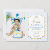 リトルプリンス誕生日招待状ボーイブルーフォト 招待状 (正面)