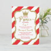 リトルプリンス誕生日招待状、レッド、金ゴールド 招待状 (スタンド正面)