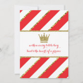 リトルプリンス誕生日招待状、レッド、金ゴールド 招待状 (裏面)