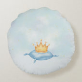 リトルプリンス金ゴールドクラウンウォーターカラーキャッスルブルー ラウンドクッション (裏面)