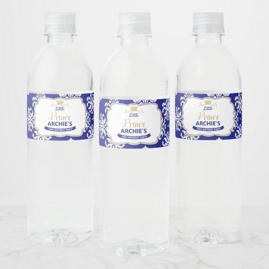 リトルプリンス1歳の誕生日パーティーブルー王室のの好意 ペットボトルラベル (ボトル)