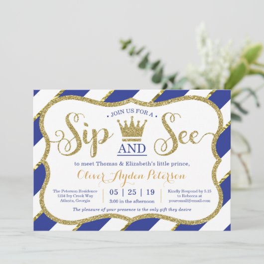 リトルプリンスsipと参照ベビーシャワー招待状 招待状 (スタンド正面)