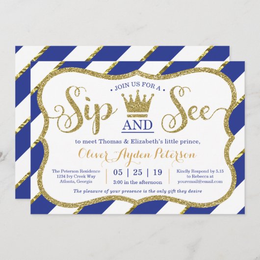 リトルプリンスsipと参照ベビーシャワー招待状 招待状 (正面/裏面)