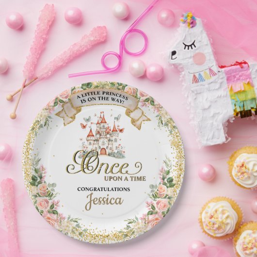 リトルプリンセスおとぎ話の城ガールベイビーシャワー ペーパープレート (パーティー)