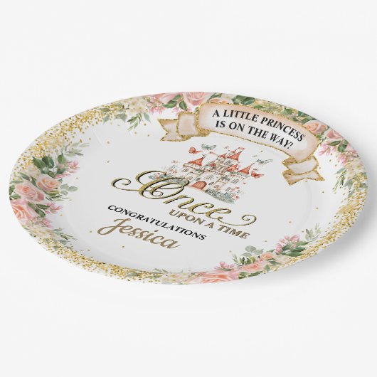 リトルプリンセスおとぎ話の城ガールベイビーシャワー ペーパープレート (アングル)