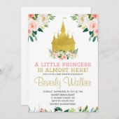リトルプリンセスおとぎ話の城ガールベイビーシャワー 招待状 (正面/裏面)