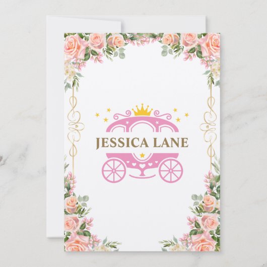 リトルプリンセスおとぎ話の城ガールベイビーシャワー 招待状 (裏面)