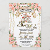 リトルプリンセスおとぎ話の城ガールベイビーシャワー 招待状 (正面/裏面)