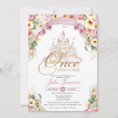 リトルプリンセスおとぎ話の城ガールベイビーシャワー 招待状 (正面)