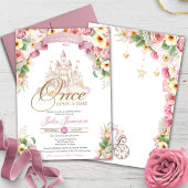 リトルプリンセスおとぎ話の城ガールベイビーシャワー 招待状