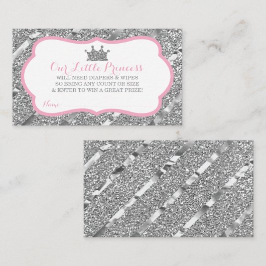 リトルプリンセスおむつラッフルチケットフェイクグリッター エンクロージャーカード (正面/裏面)