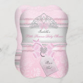 リトルプリンセスかわいらしベビーシャワーガールバタフライ 招待状 (正面/裏面)